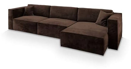 Masseno Ecksofa TOLMO M mit Schlaffunktion L-Form, Sofa mit Bettkasten, Wohnzimmersofa, Couch, Soffa, Bettsofa, Couchgarnitur- Braun, Monolith 29