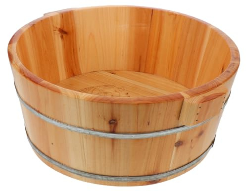 Barril de Madera para Remojar los Pies, Cuenco de Madera | Madera Marrón, Asas Portátiles, Diseño Profundo para Cobertura Total, Uso en Casa y Sauna