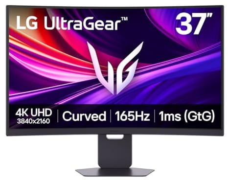 LG UltraGear G8 37G800A-B Gaming Monitor | 37 4K UHD Curved VA, Black | 165Hz, 1ms GtG, HDR 600, FreeSync Premium Pro, USB-C 65W, HDMI 2.1