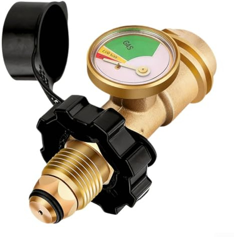 North for American POL to for QCC Adapter with Manometer, Gas Conversion Adapter for Propan Tank Regulator Connection