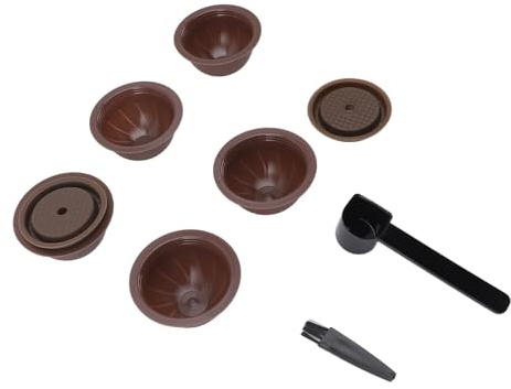 Aumotop Återanvändbar Kapselsats för Nestle Kaffemaskin Effektiv Kaffekapsel Påfyllning med 5 Tomma Kapslar 2 Silikonlock och Rengöringsborste (Kaffe)