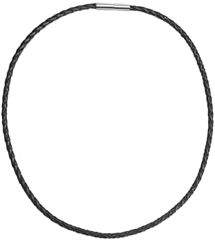 Rafaela Donata Damen Lederhalskette Schwarz aus Echtleder Flechtoptik Unisex Männer Frauen Halskette Herrenkette Edelstahlverschluss