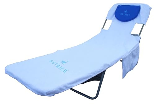 Ostrich Custom Fitted Cover for Chaise Lounge Chairs, Towel Only, White