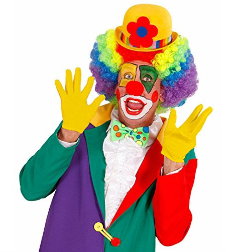 Amakando Clown Handschuhe gelb Clownhandschuhe kurz mit Biesen Zauberer Fingerhandschuhe Magier Stoffhandschuhe Pantomime Handschuh Paar Herrenhandschuhe Damenhandschuhe