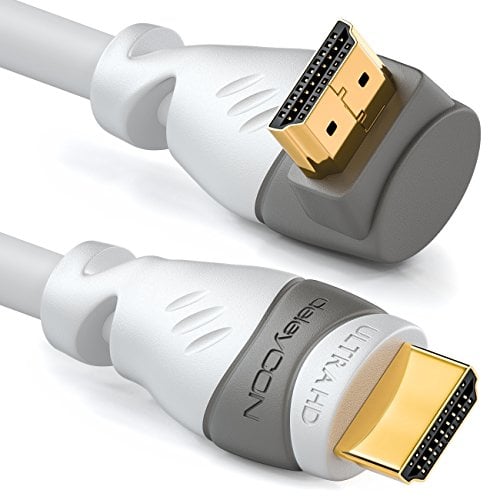 deleyCON 7,5m HDMI Kabel gewinkelt (270° Grad Winkel) - UHD 4K HDR 1080p 2160p eARC - Für TV, Soundbar, Monitor, PC, Laptop, Beamer, PS5, Xbox - Weiß