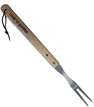 Cook'in Garden Fourchette Essentiel en Inox - Modèle AC503 - En bois FSC 100% - Utilisable sur Plancha et Barbecue - Dimensions L10 x l45 x 2H centimètres, Voir Photo