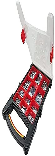 Merriway BH06625 Sortiment Unterlegscheiben Tragetasche mit 12 Fächern, 1000 Stück Feder, mehrfarbig BZP Flachstahl/Penny-Reparatur und Federscheiben