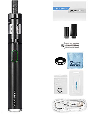 Innokin Endura T18E, E Cigarettes Starter Kit, Vape Pen Mod box + Atomizer Refillable Prism T18 Tank +Extra Coil +Rechargeable 1000mAh Battery + ULBRE Cleaning Cloth, Smooth Vapor, E Cig Shisha, Black