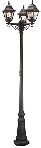 Licht-Erlebnisse Großer Kandelaber 3-flammig 227cm hoch Schwarz wetterfest IP44 Wegeleuchte Gartenlampe Straßenlaterne