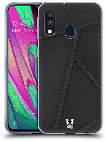 Head Case Designs Charbon De Bois Collection Patchwork - Denim Coque en Gel Doux Compatible avec Samsung Galaxy A40 (2019)