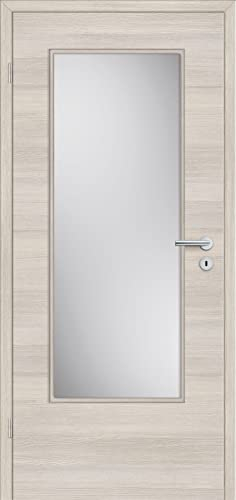 HORI® Zimmertür Basic CPL Lärche hell quer satiniert ESG | Innentüre, Türblatt, passende für alle Standard Zargen mit DIN Größe I 1985 x 860 mm I DIN Links