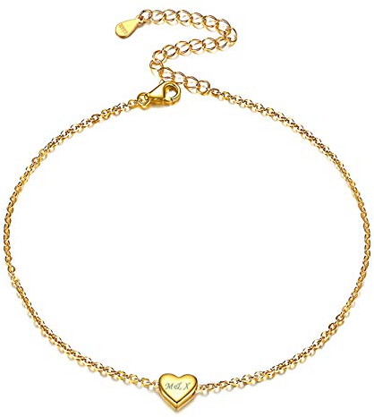 ChicSilver Herz Fußkette für Mädchen, 925 Silber Fußkettchen, auch als Armkette, Sommer Strand Fußschmuck, Personalisiertes Geschenk für Muttertag Geburtstag Valentinstag