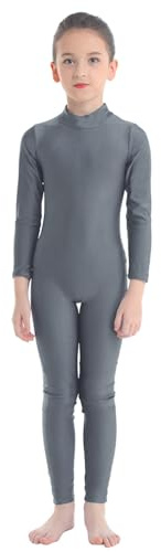 Freebily Kinder Mädchen Gymnastikanzug Turnanzug Mit Bein Langarm Basic Ganzanzug Ballett Tanz Leotard Sportbody
