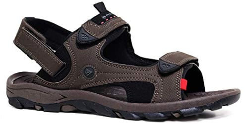 DUNLOP New Men's Sports Beach Trekking Walking Hiking Hook & Loop Summer Sandals Sizes 7-12 (Brown .Black., Numeric_9)