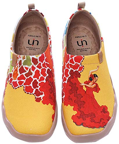 UIN Mocasines Zapatillas Mujer Planas Casual Originales Lona Slip on Mocasines Cómodo Unisexo Art de Microfibra Suela Viva la Vida 40