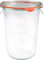 WECK 743 Bocaux Verre, Pot de rangement à bouche large avec couvercle en verre, joint et pinces pour levain, conservation, yaourt, kimchi, confiture. 850 ml