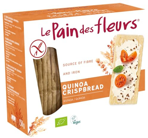 Le Pain des Fleurs 6 x 150g Organic Quinoa Crispbread – Gluten-Free, Vegan, High Fiber – Healthy, Savoury, Easy Everyday Snack, Wholegrain and Plant-Based