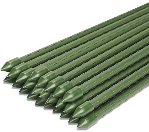 Sekey Garden Stakes 60cm Plant Support Sticks, Plant Stakes Plastic Coated Steel Tube Sturdy Garden Canes for Veagetable and flowers and Tomatoes (Pack 25pcs)