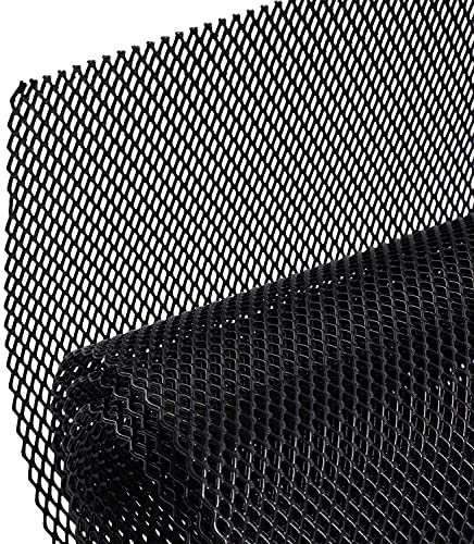 AggAuto 120×40cm Negro Rejilla de carreras, Tamaño del Rómbico de 4×8mm, rejilla estirada de aleación de aluminio, ajuste universal rejilla del radiador del automóvil