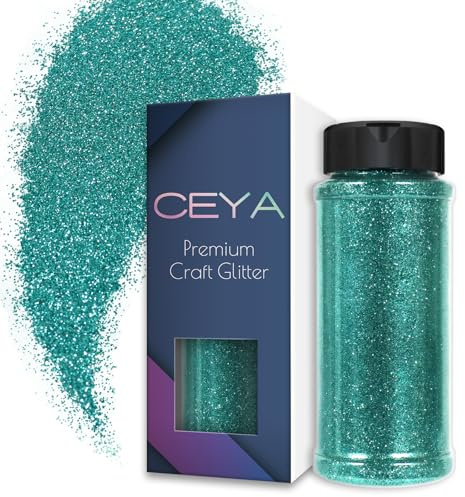 Ceya 110g/ 3.8oz Ultra Feines Glitzerpulver Aquamarin Glitzer 0,2mm 0,008 1/128 für Schleim Epoxidharz Handwerk Tumbler Schmuck Nagelkunst Festival Make-up Scrapbook Malerei Hochzeitskarten