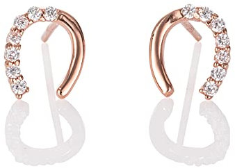 Namana Petites Boucles d'Oreilles Or Rose en Fer a Cheval pour Femme, Mini Boucles d'Oreilles en Or Rose, Boucles d'Oreilles Or Rose pour Femme et Fille serties de Pierres en Oxyde Zirconium