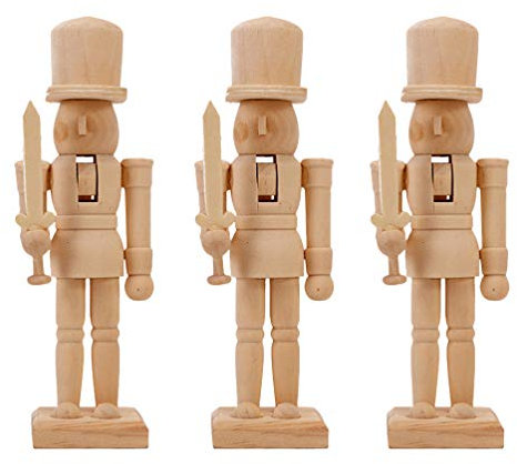 VALICLUD Weihnachten Nussknacker Figur Holzfiguren Bemalen Basteln Holz Nussknacker Soldat DIY Basteln Weihnachten Dekoration 12cm