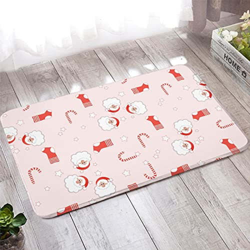 Bishilin Fußmatten Haustür 60x180, Badezimmer Teppich rutschfeste Weihnachtsmann Socken und Süssigkeit Muster Fußabtreter Innen Weihnachten