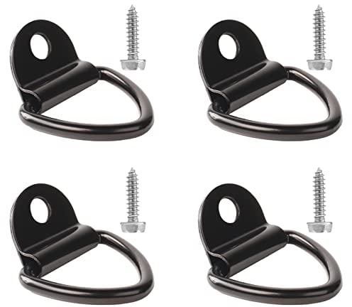 Gtwinsone 4 Pezzi Anelli di Ancoraggio Anelli Fissaggio Cinghie Ganci Ancoraggio Furgone Carico di 450 kg Pieghevole per Rimorchio Ancoraggio Carrello Auto Kayak Furgoni Bici Nero