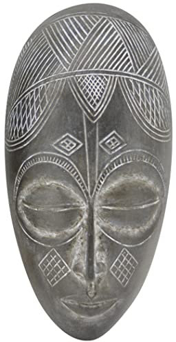 CHICCIE Maske Deko Grau Gesicht Viereck 25cm - Wanddekoration Deko Wanddeko