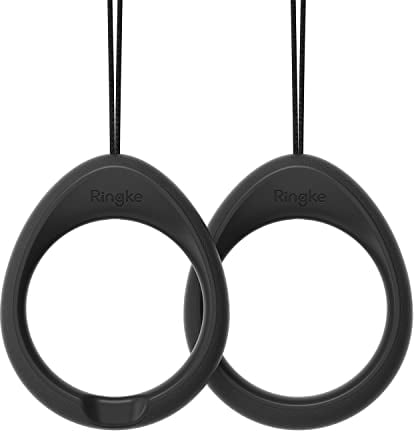 Ringke Finger Ring Strap [2 Pack], Rutschfest Haltbarer Silikon Fingerschlaufe Band Anhänger Kette für Universelle Handyhülle - Black