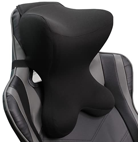 Newsty Cuscino per il collo dell'auto per sedile di guida, cuscino per poggiatesta auto, cuscino per sedia da gaming, con cinghia regolabile, fodera rimovibile, design ergonomico, cuscino di supporto
