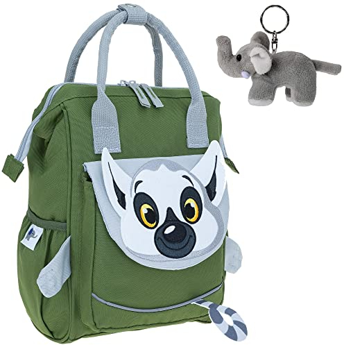 Elephant Kinderrucksack Jungen Mädchen Kinder Kids Kindergartenrucksack ab 3 Jahren Rucksack mit Klappöffnung +e (Lemur Maki Oliv 365)