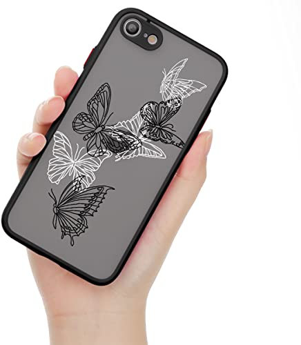 ZhuoFan für iPhone 8/7/iPhone SE 2022/2020 Hülle - 4,7, Aesthetic mit Motiv Stoßfest Handyhülle, Durchsichtig Cartoon Muster Silikon TPU Schutzhülle Kameraschutz Case für iPhone SE 3, Schmetterling