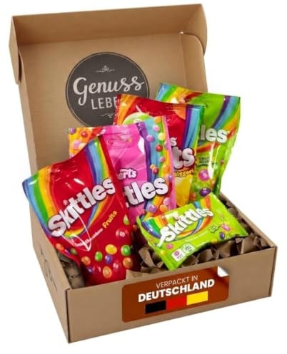 Genussleben® Skittles Kaubonbons Dragees Box 600g – zum Naschen & Teilen | Fruchtige Vielfalt | ideal zum Verschenken | wiederverschließbar | perfekt für Party & Alltag | XXL-Vorratsmenge
