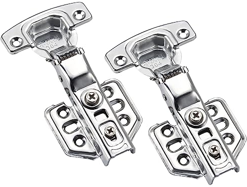 Lot de 2 Charnière Invisible Avec amortisseur pour Portes de Meuble, Charnières en Acier Inox pour Placards