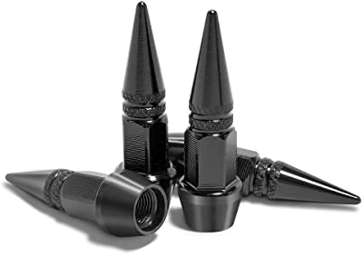 CGEAMDY 4Pcs Ventilkappen Auto für stabilen Reifendruck, Aluminium Schutz vor Staub Autoventil Kappe für Motorrad & Fahrrad Rad & Reifen, Allgemein Autozubehör (Schwarz)