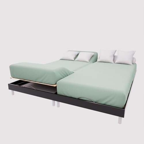 Soleil d'ocre, Drap Housse TPR en Coton 57 Fils 2x80x200 cm UNI Vert Eau