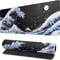 Tapis De Souris De Jeu Japonais Sea Wave Tapis De Souris Noir Anime Big Kanagawa Grand Tapis De Souris Étendu Base en Caoutchouc Antidérapant Grand Tapis De Clavier Étanche pour Les Jeux Le Bureau