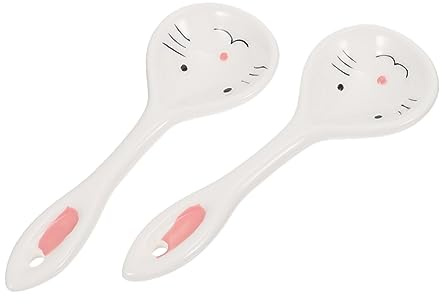 ibasenice Kinder Löffel Set 2 Stück Porzellan Kaninchen Design Geschirr Löffel Für Baby 4.92In Leicht Zu Reinigen Sicher Für Kindliche Mundhöhle