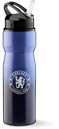 Chelsea FC Metall Trinkflasche mit Strohhalm 750ml Auslaufsicher Sport Trinkflasche Gym Water Bottle - Fußball Geschenke