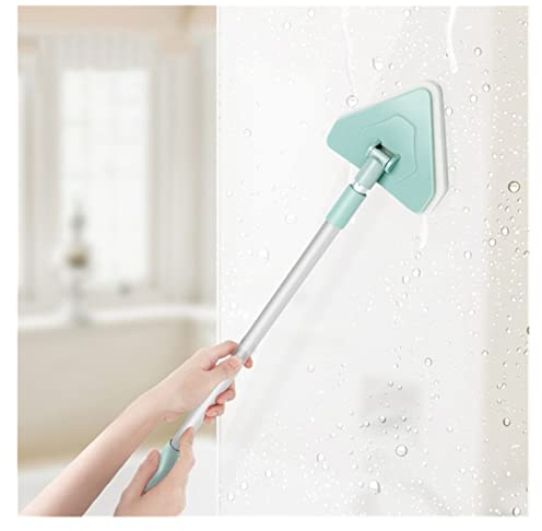 AnraM Mopa/fregona plana 3 en 1 flexible limpia trapeador triangular cepillo de limpieza plano mango largo cocina baño azulejos pared vidrio ventana herramienta de limpieza sistema de limpieza de