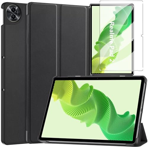 Alenbowen Compatibile con HUAWEI MatePad 11,5(2023),Cover Protettiva Ultra Sottile PU di con Funzione di Supporto,Black Case+ 1x pellicola protettiva in vetro temperato