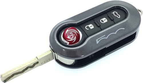 Nordecco - Custodia per chiavi Fiat 500, 500C, 500L e Abarth, con 3 pulsanti, colore: Grigio