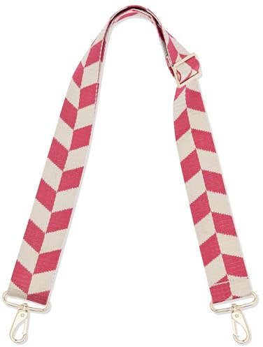 Expatrié Taschengurt zum Wechseln - Jeanne Fischgrät Pink - Verstellbarer Schultergurt für Taschen Umhängetasche Bauchtasche - Flexibler Handtaschen Gurt mit Karabiner