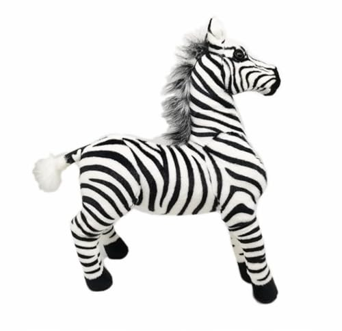 DOKUYIE 50,8 cm großer Ständer, realistisches Plüsch-Zebra-Pferd, weiches und kuscheliges Stofftier, tolles Geschenk für Kinder und Erwachsene (M)
