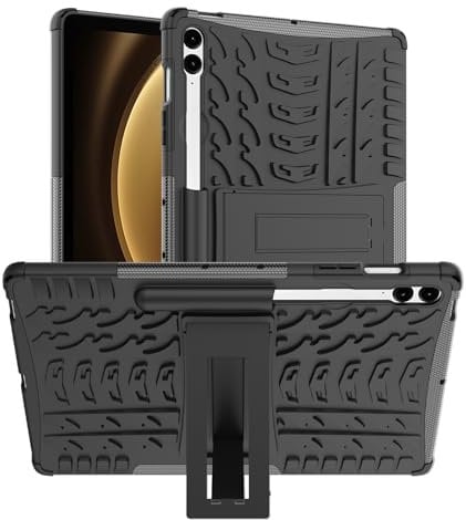 Case for Samsung Galaxy Tab S9 FE Plus (12.4'' Inch) Heavy Duty Hard Tough Dual Layer Hybrid Shockproof Cover compatible with Samsung Tab S9 FE Plus (Model: SM-X610 / SM-X616 / SM-X618) (Black)