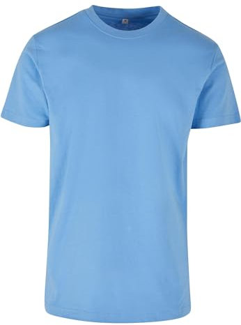 Build Your Brand Herren T-Shirt Round Neck, Männer Basic T-Shirt mit Rundhalsausschnit, Regular Fit, Baumwolle, Horizon blue, 4XL