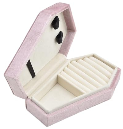 YUNNESS Samt-Schmuck-Aufbewahrungsbox, Sarg-Ringe, Halskette, Ohrringe, Vitrinen, Schreibtischdekoration, Schmuck-Organizer, Ringhalter für Schmuck, Halskette, Display, Heimzubehör, Organizer