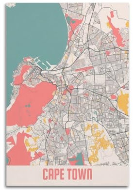 BPQN Südafrika, Kapstadt, Vintage-Karte, Poster, dekoratives Gemälde, Leinwand, Kunstbild, 30 x 45 cm