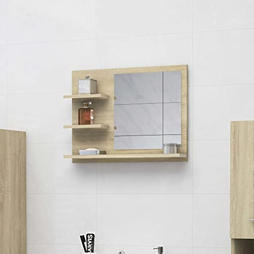 KTHLBRH Waschbecken UVnterschrank Waschbeckenunterschrank Badspiegel Sonoma-Eiche 60x10,5x45 cm Holzwerkstoff